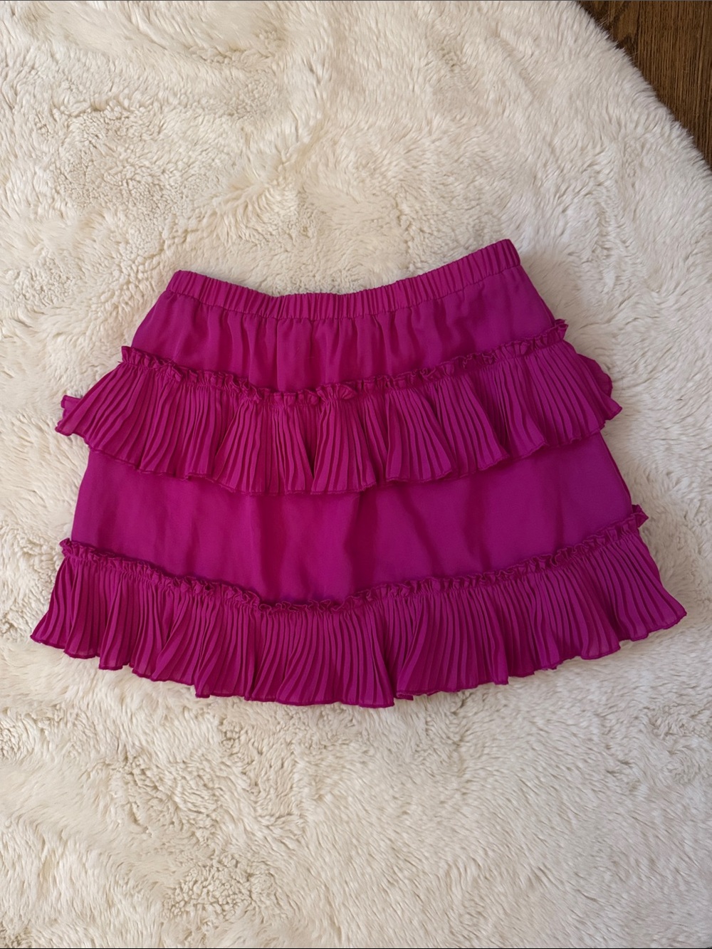 Fuchsia Tiered Ruffle Skirt with Elastic Waist